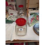 4 glass sweet shop jars (1 lid A/F) COLLECT ONLY