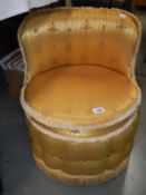 A gold deep buttoned bedroom chair. Collect Only.