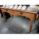 A pine 2 drawer kitchen scrub top table