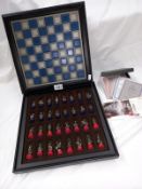 A Battle of Waterloo chess set and board