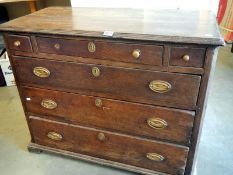 A period oak 3 over, 3 drawer, chest of drawers