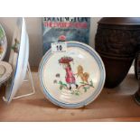 An interesting early hand painted plate girl with dog