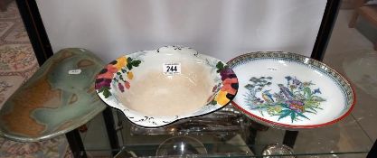 2 decorative bowls and 1 pottery art bowl.