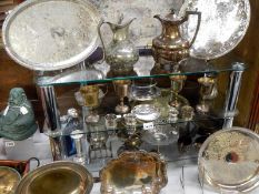 4 shelves of silver plate items