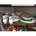 A quantity of porcelain items including plates, cups, bowl, salt & pepper etc.