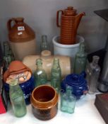 A quantity of miscellaneous items including Doulton, Lambeth, stoneware, Tetley tea items & a