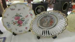 A Royal Crown Derby plate and a ribbon dish.