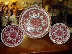 1 large & a pair of smaller plates made in Greece by Keramikos