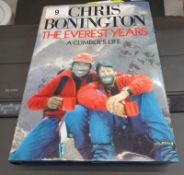 An autographed copy of 'The Everest Years, A Climbers Life' by Chris Bonington