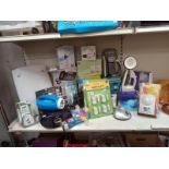 Some useful household electronic goods including CD player, lights (artificial sunlight), security