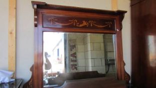 A good clean Victorian mahogany inlaid over mantel mirror. COLLECT ONLY.