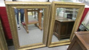 A pair of gilt framed mirrors with replacement bevelled glass. COLLECT ONLY.