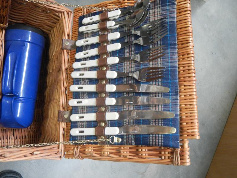 A double lidded picnic basket set (complete) - Image 3 of 5