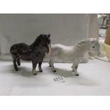 Two Beswick ponies, in good condition.