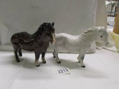 Two Beswick ponies, in good condition.