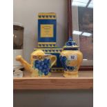 2 Valencia country craft items - temple jar and watering can