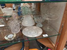A quantity of glass trophies & glasses etc. including Christmas tea light stand. Collect only