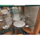 A quantity of glass trophies & glasses etc. including Christmas tea light stand. Collect only