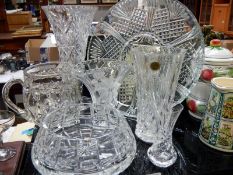 A selection of cut glass vases & bowls etc. Collect Only.