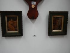 A pair of framed Victorian Cristolians, (Reverse paintings on glass).