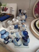 Mostly modern Delft blue and white, boy and girl figures etc.