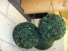 3 artificial topiary hanging garden balls