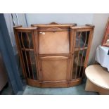 A 1930's centre bureau bookcase display cabinet 123 cm x 33cm x 122cm high COLLECT ONLY