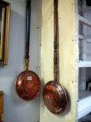 2 Victorian copper warming pans