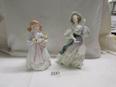 Two Royal Doulton figures, Bunnie's bedtime HN3770 and Grand Manner HN2723.