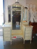 An early 20th century French shabby chic mirror back dressing table, COLLECT ONLY.