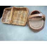 2 baskets, 1 oblong bread basket & 1 oval with lid