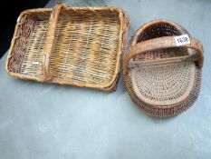 2 baskets, 1 oblong bread basket & 1 oval with lid