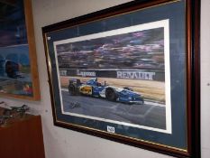 A signed Johnny Herbert print of 1995 British Grand Prix COLLECT ONLY