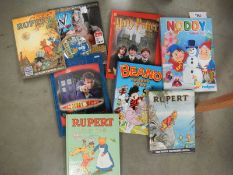 A quantity of children's books including Rupert bear, Beano, Doctor Who, Harry Potter etc.,