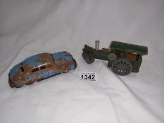 A Triang mini steam roller and 1 other