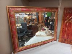 A floral framed mirror. 73.5cm. Collect Only