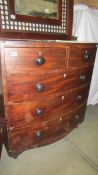 A two over three bow front chest of drawers. COLLECT ONLY.