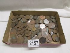 A quantity of old coins including pennies.