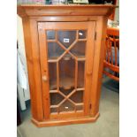 A pine 20th century astragal glazed corner unit