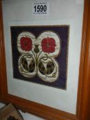 An early framed and glazed stole design by A W N Pugin, 1840/50.