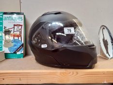 A motorcycle helmet