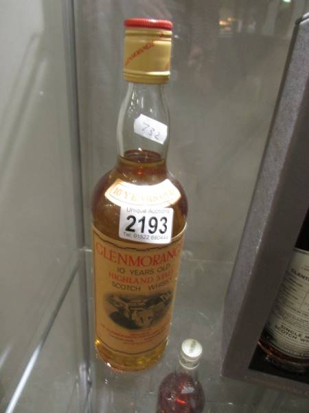 A bottle of Glenmorangie 10 year old Highland malt whisky.