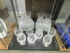 Six Scottish cut glass tumblers and six cut glass wine goblets.