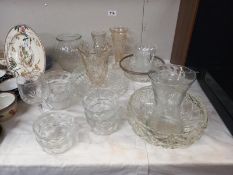 A quantity of glassware including vases. Collect only