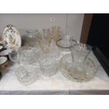 A quantity of glassware including vases. Collect only