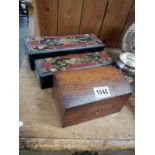 2 glove boxes & tea caddy box