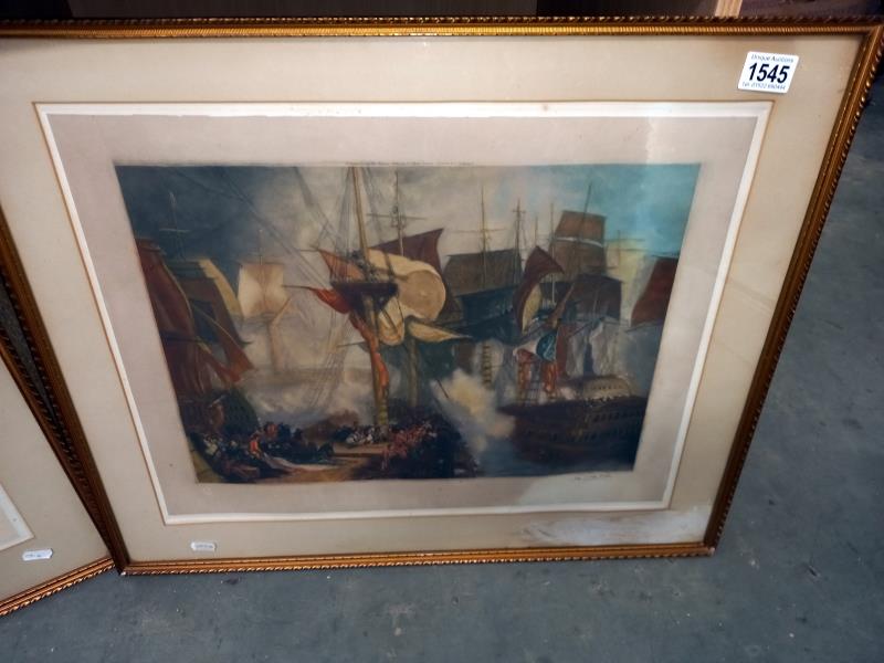 Two framed and glazed Mezzotints - Death of Nelson after Turner and The Shipwreck, after Turner, - Image 3 of 5