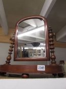 A Victorian mahogany toilet mirror with barley twist supports, COLLECT ONLY