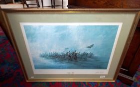 A framed and glazed signed print entitled 'Guns of War'. Collect only. 67 x 82 cm. COLLECT ONLY