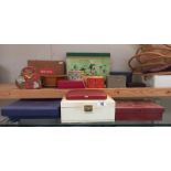 A collection of decorative cardboard & wooden boxes, some modern oriental types